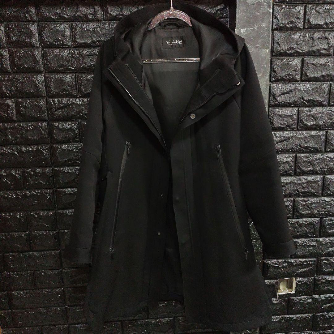 未使用に近いトルネードマート黒４wayフーデッドサイドスリットコート×ジャンパー