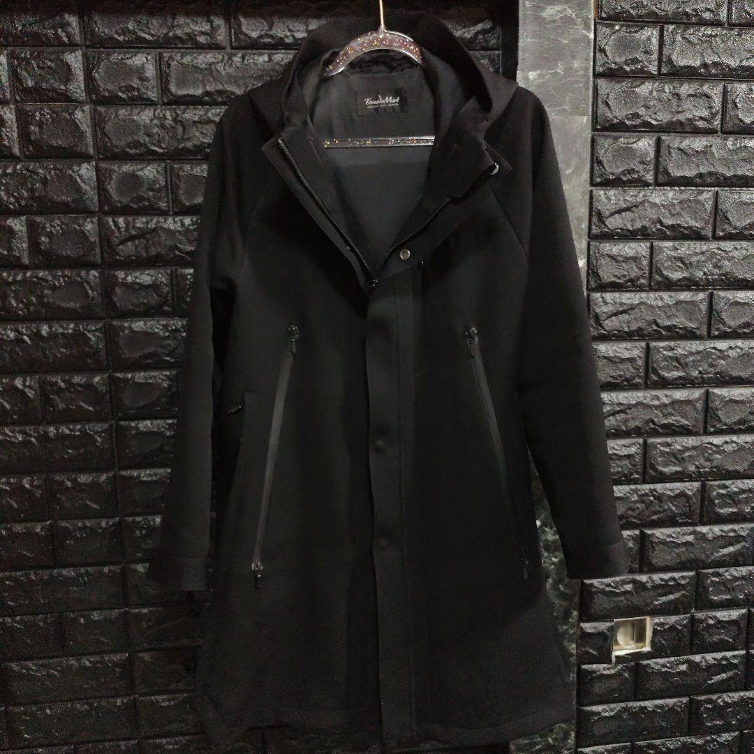 未使用に近いトルネードマート黒４wayフーデッドサイドスリットコート×ジャンパー