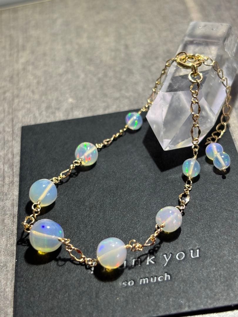 【桃色の雲】エチオピア産オパール丸玉✴︎14kgfブレスレットB141他