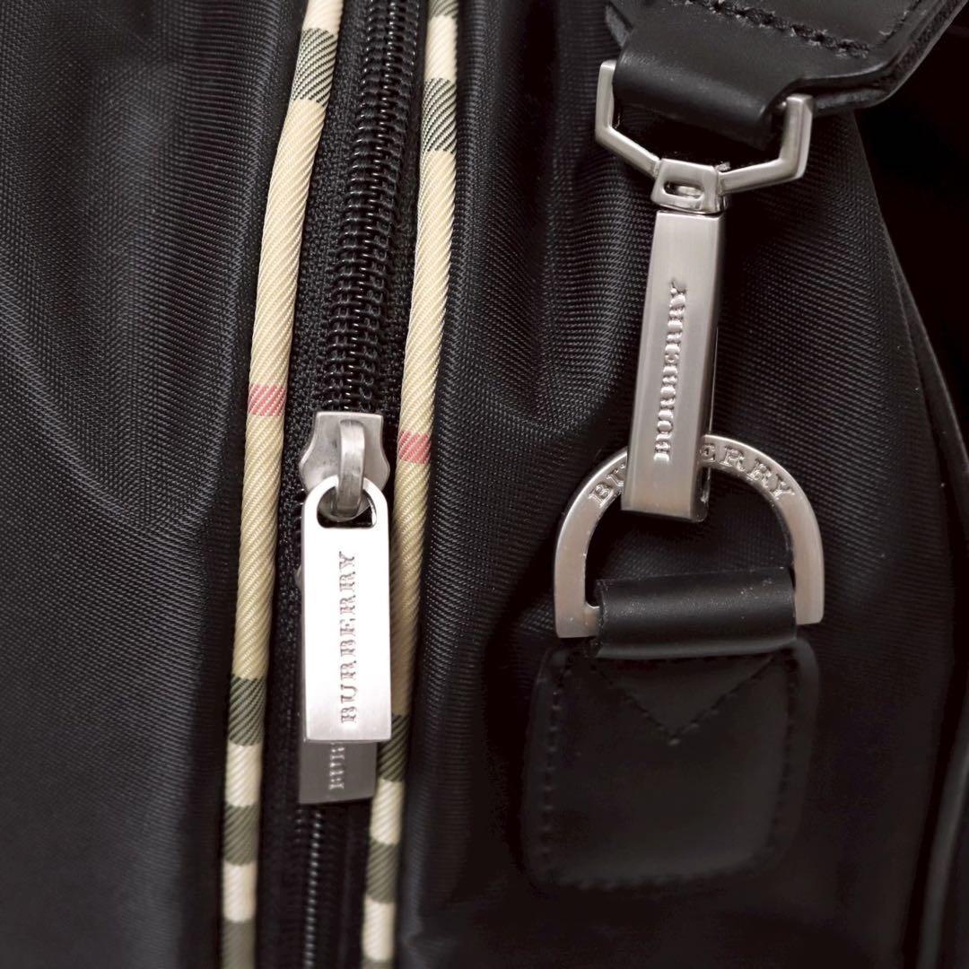 バーバリーゴルフ 2way ボストンバッグ ノバチェック レザー 黒