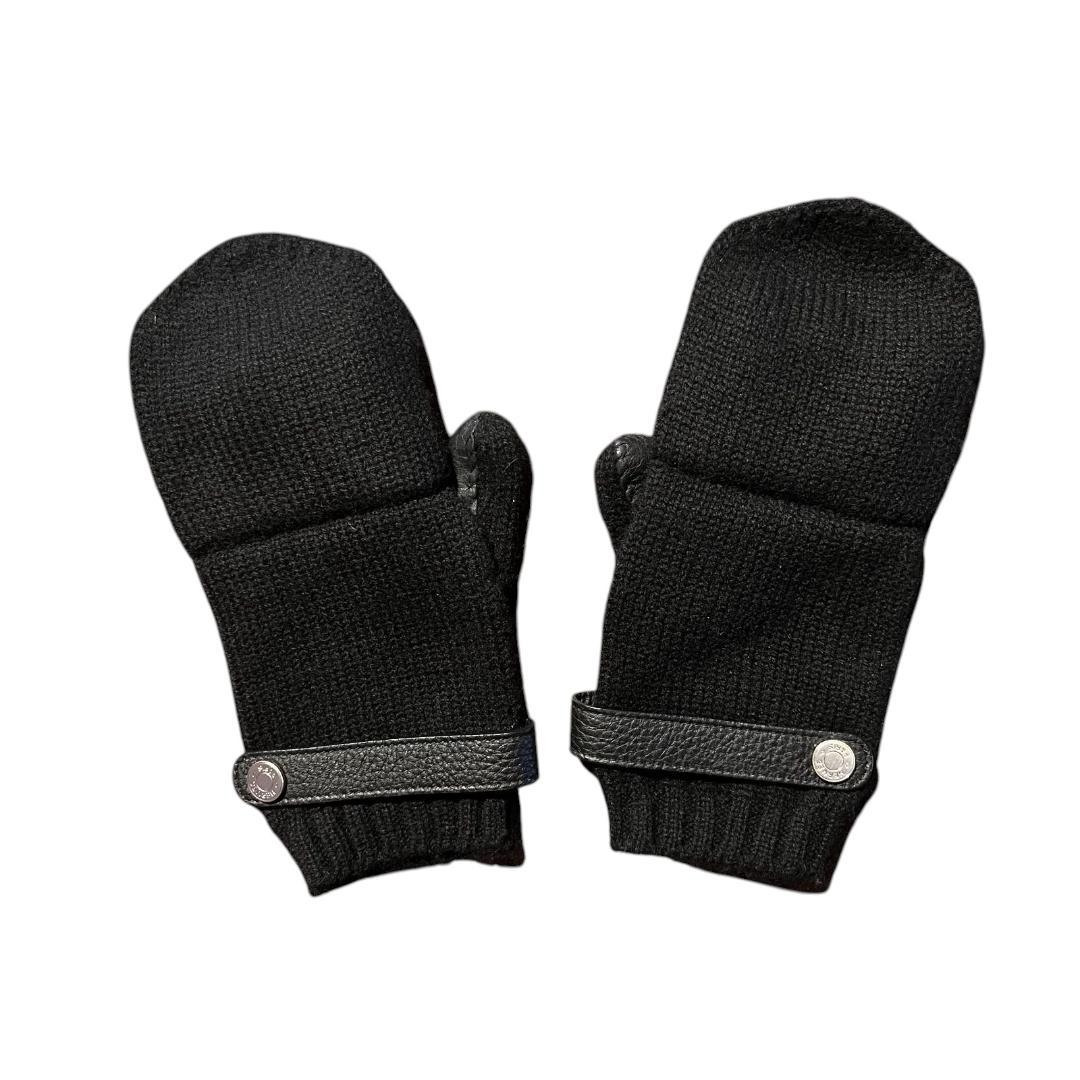 現行品 カシミヤ100% HERMES 《リオネル》 グローブ レザー 黒 M