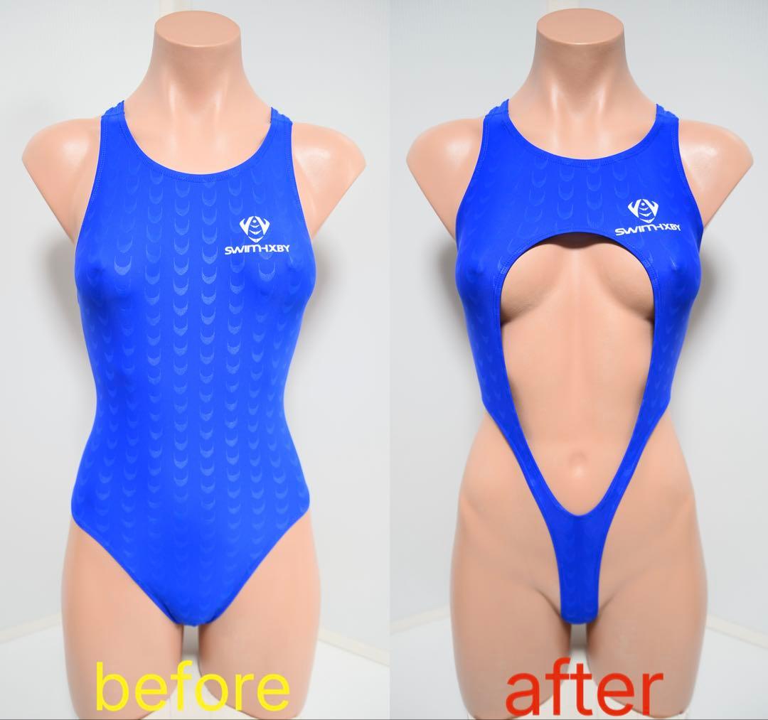 SWIMTHERY改 青 競泳水着 ハイカット Tバック