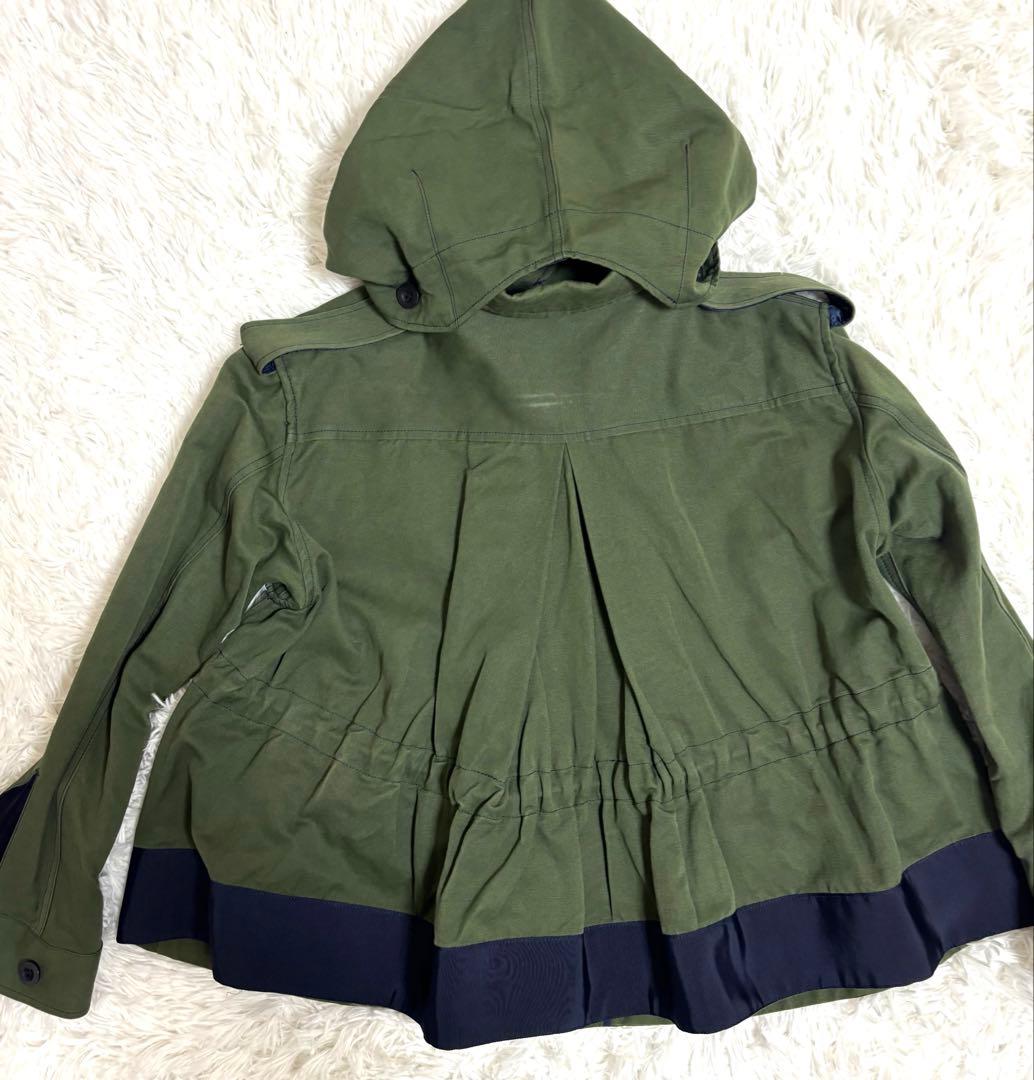 sacai Aライン ミリタリーフーデッドジャケット 1723 コットン 麻