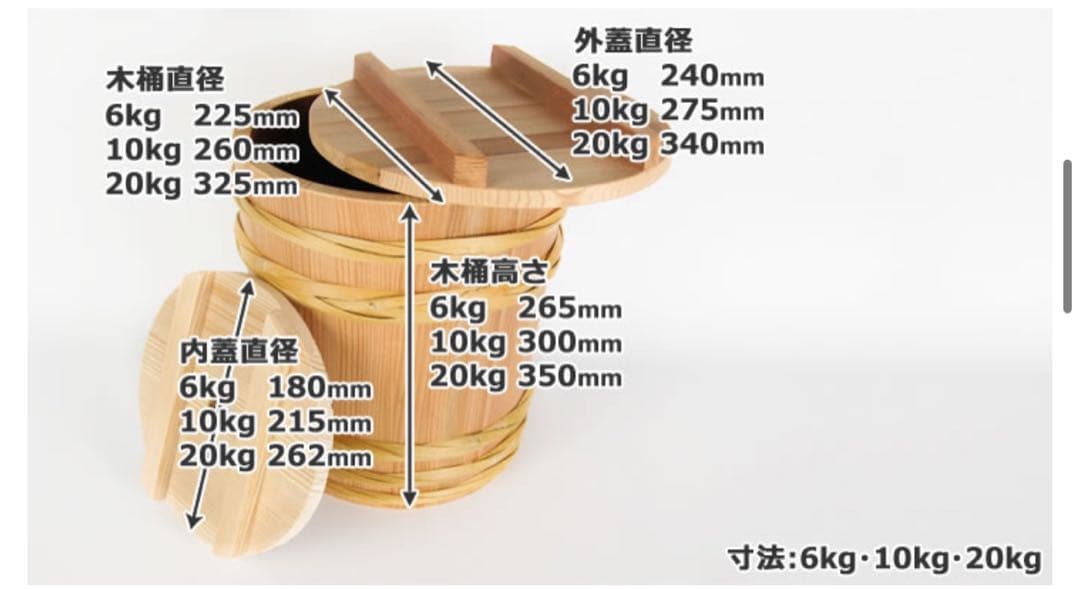 ⭐︎高級品⭐︎ 味噌桶（藤井製桶所製 味噌出来高6kg用） 吉野杉 漬物