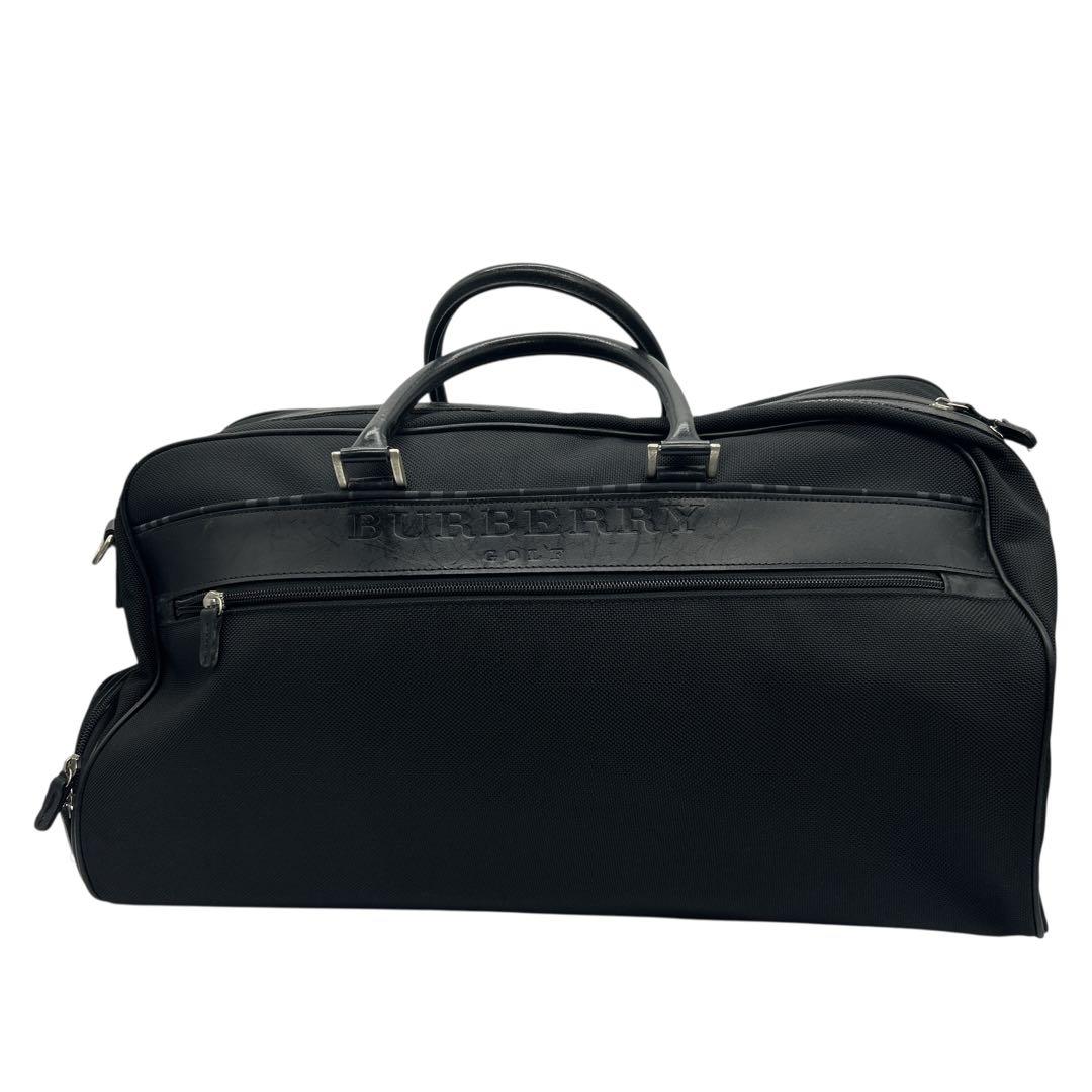 【良品】バーバリーゴルフ ボストンバッグ 大容量 シューズ収納 ブラック 黒