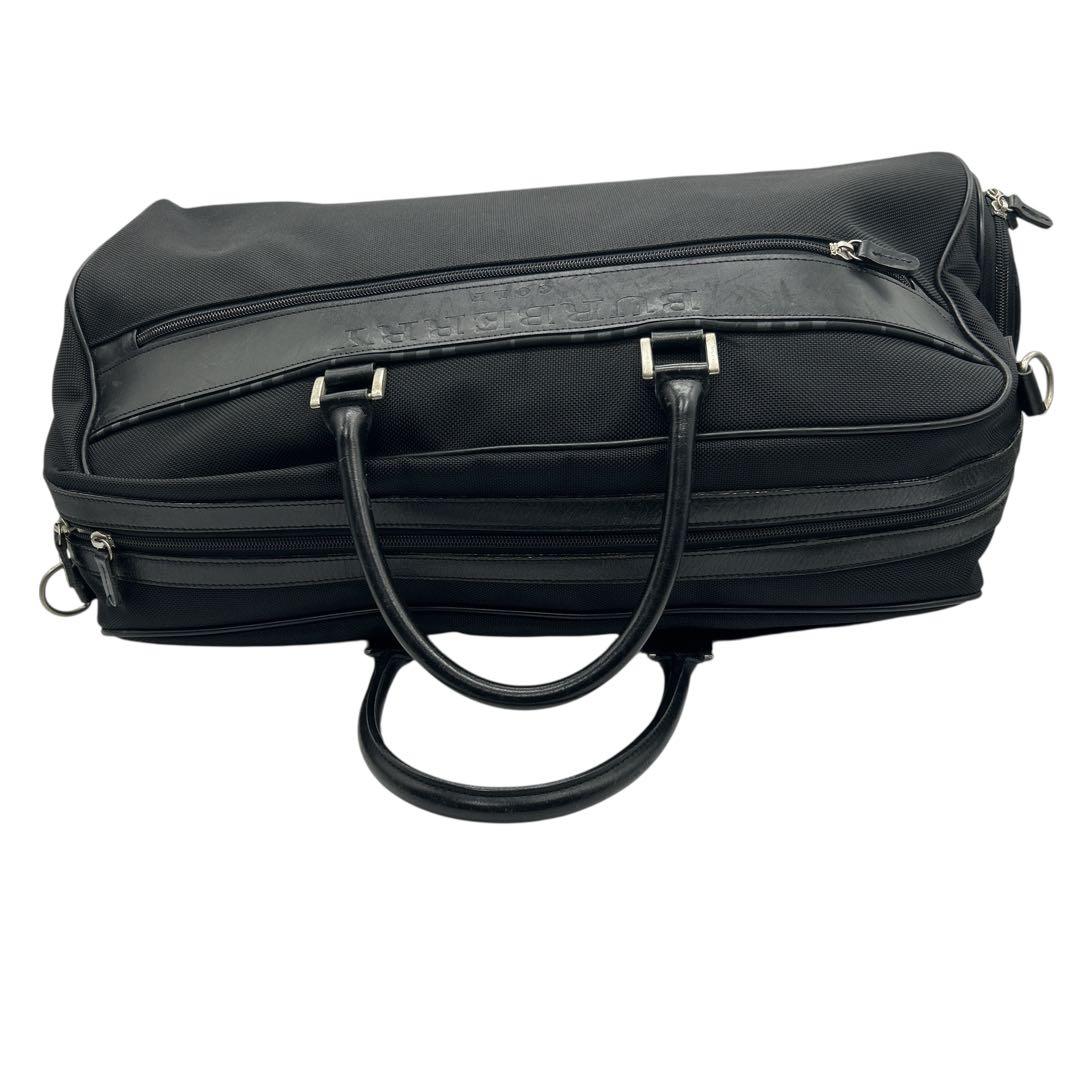 【良品】バーバリーゴルフ ボストンバッグ 大容量 シューズ収納 ブラック 黒