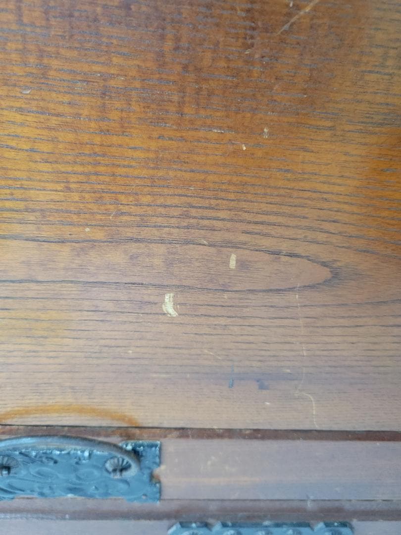 【一点物】昭和レトロなアンティーク木製長火鉢（キセル・炭入れ付き）傷・欠け多め