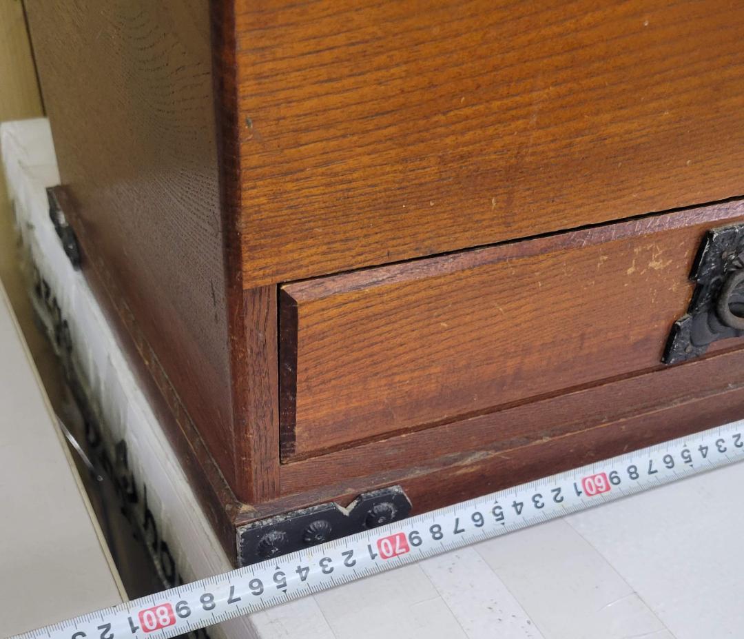 【一点物】昭和レトロなアンティーク木製長火鉢（キセル・炭入れ付き）傷・欠け多め