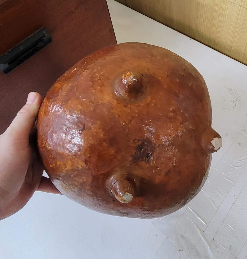 【一点物】昭和レトロなアンティーク木製長火鉢（キセル・炭入れ付き）傷・欠け多め