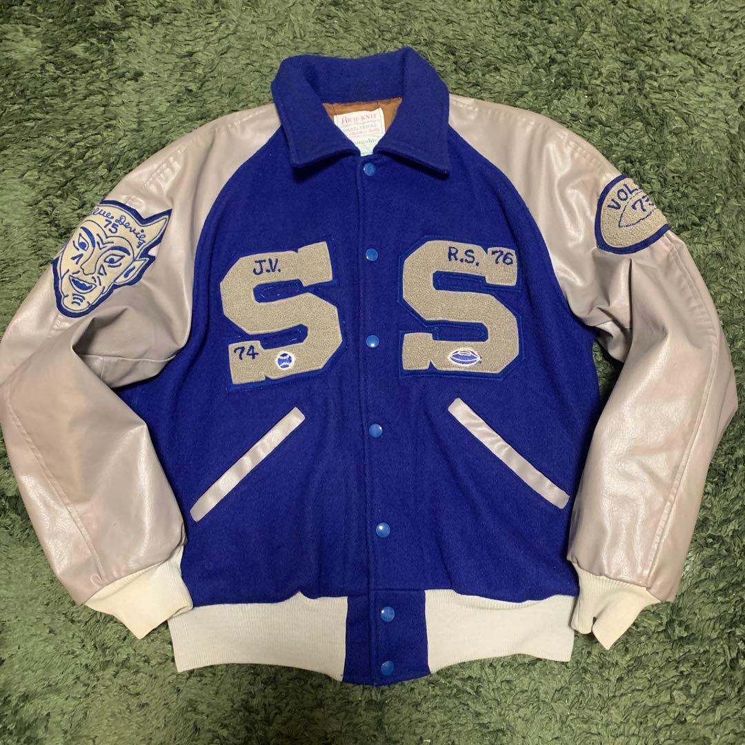 70s スタジャン　ビンテージ　ラグビー　ドラキュラ　ブルー　アメカジ　希少