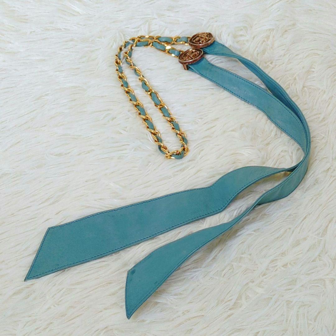 【箱付き】CHANEL ヴィンテージ チェーンベルト リボン