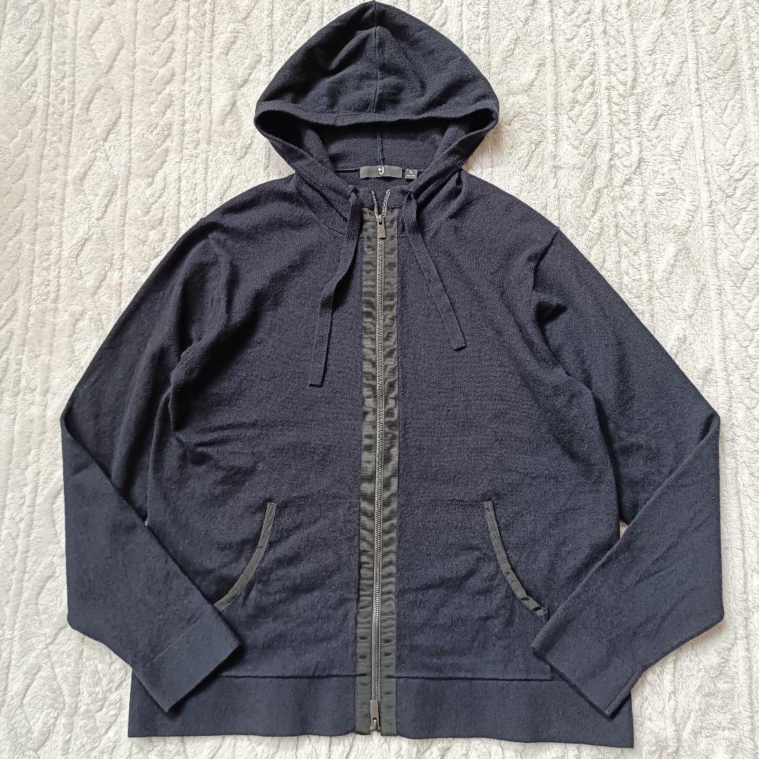 ユニクロUNIQLOプラスJ +Jカシミヤ混パーカーネイビー ジルサンダー XL