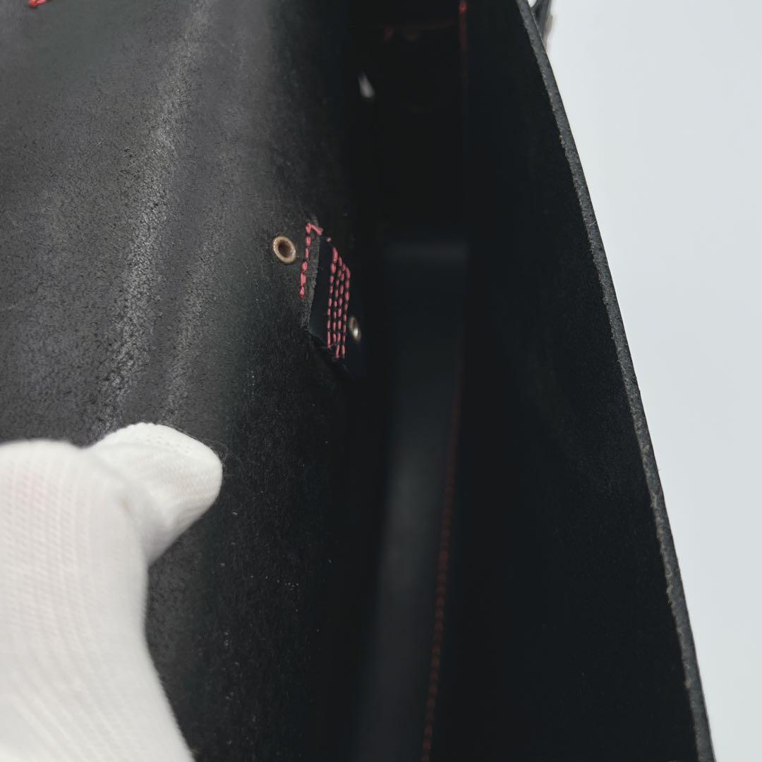 Zatchels ハンドバッグ リュック A4 本革 赤ステッチ ネイビー