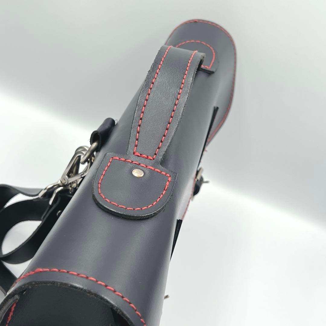 Zatchels ハンドバッグ リュック A4 本革 赤ステッチ ネイビー