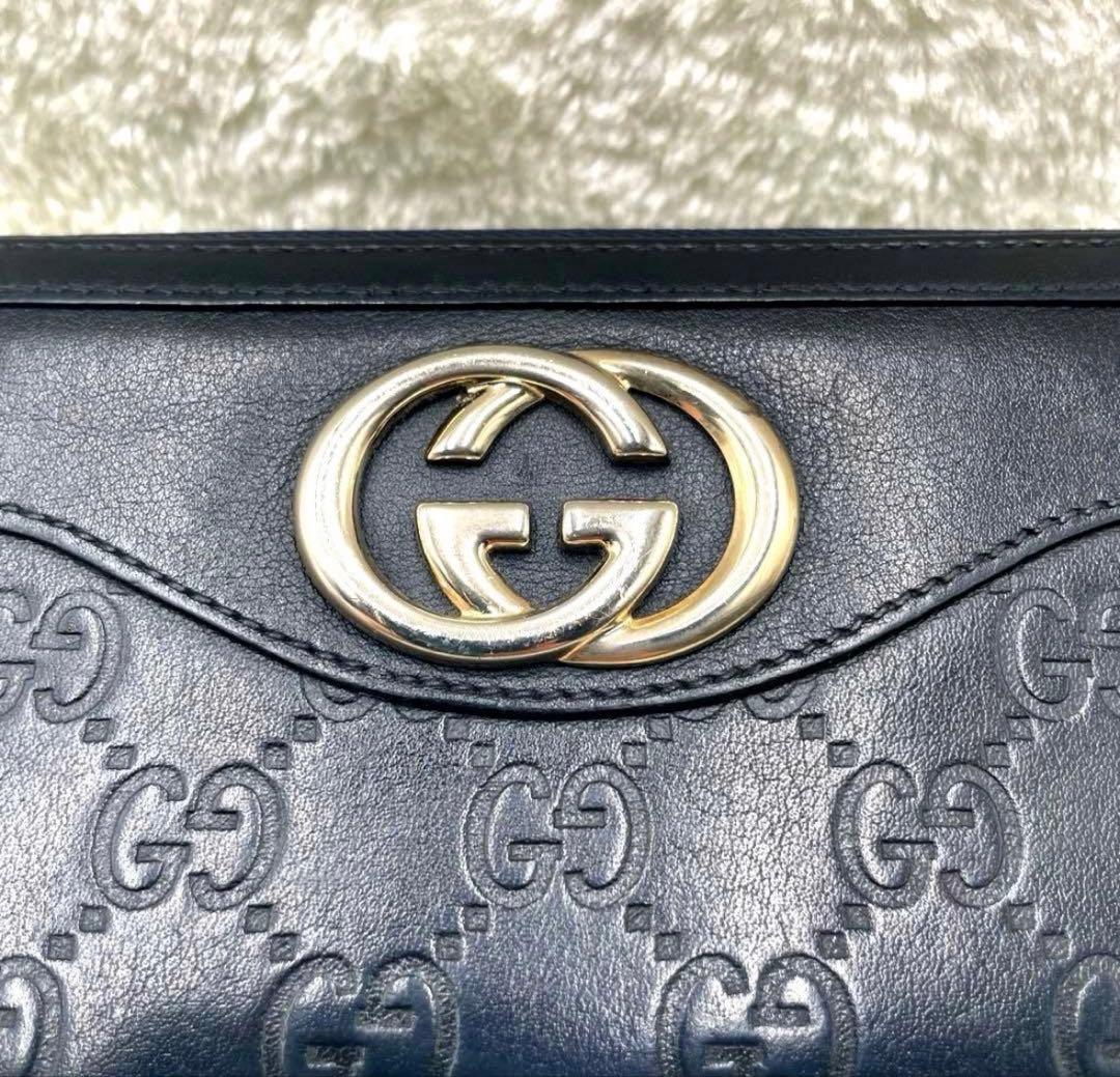 美品 グッチGUCCI 長財布 スーキー インターロッキング シマGG
