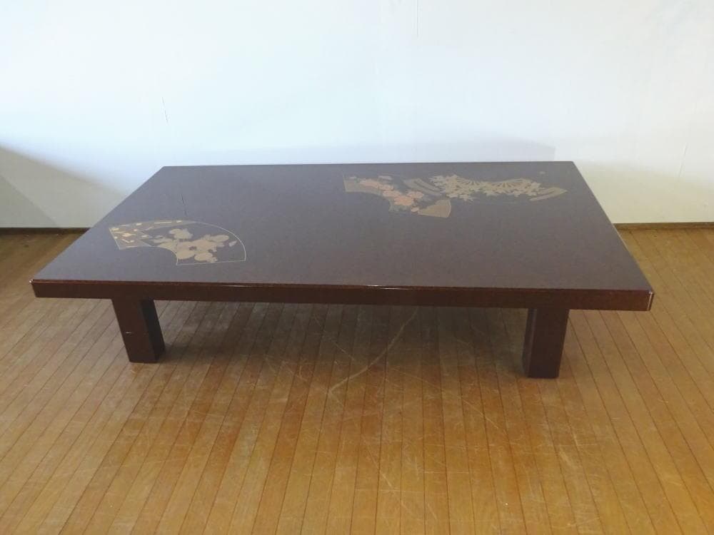 伝統工芸 輪島塗 座卓 梨地 蒔絵 扇 四君子図 展示美品 蒔絵の製造