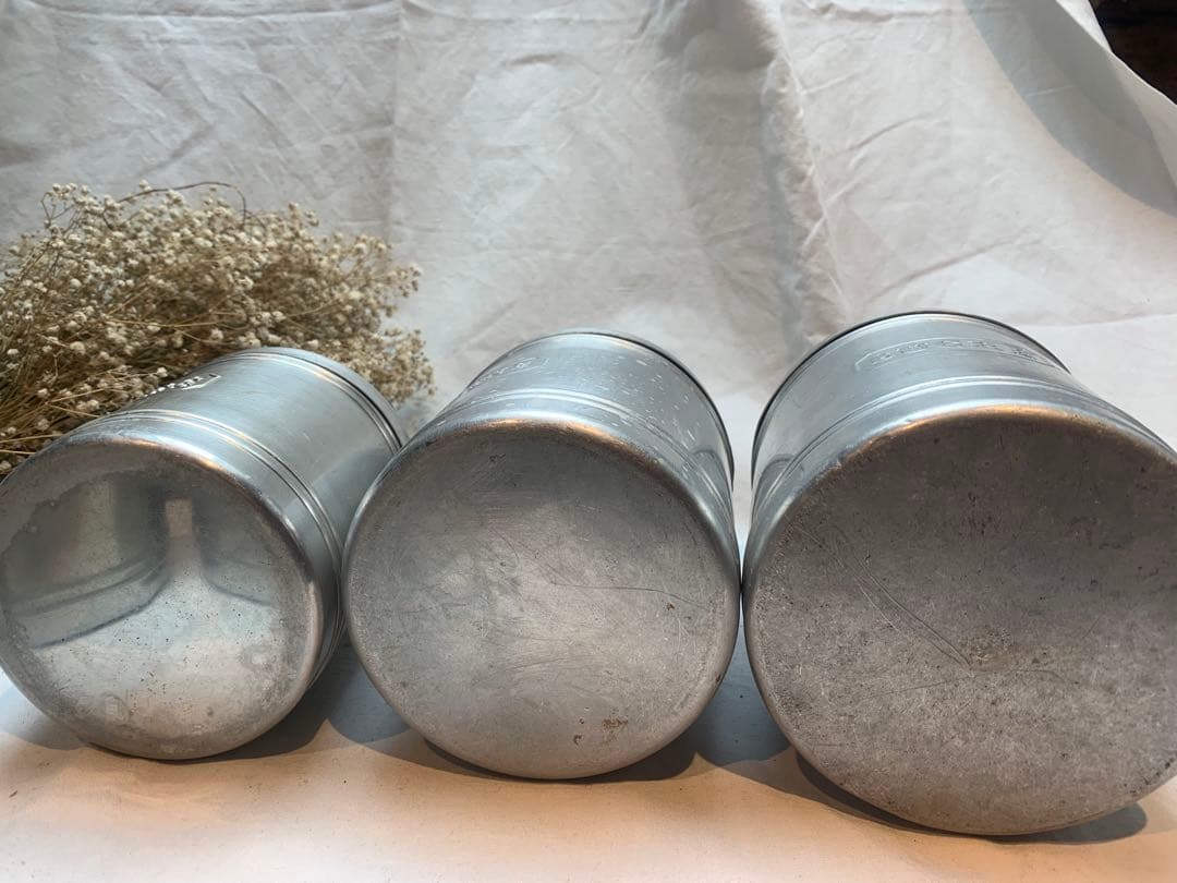 美品 フランス ビンテージ アンティーク アルミキャニスター 6点セットa.