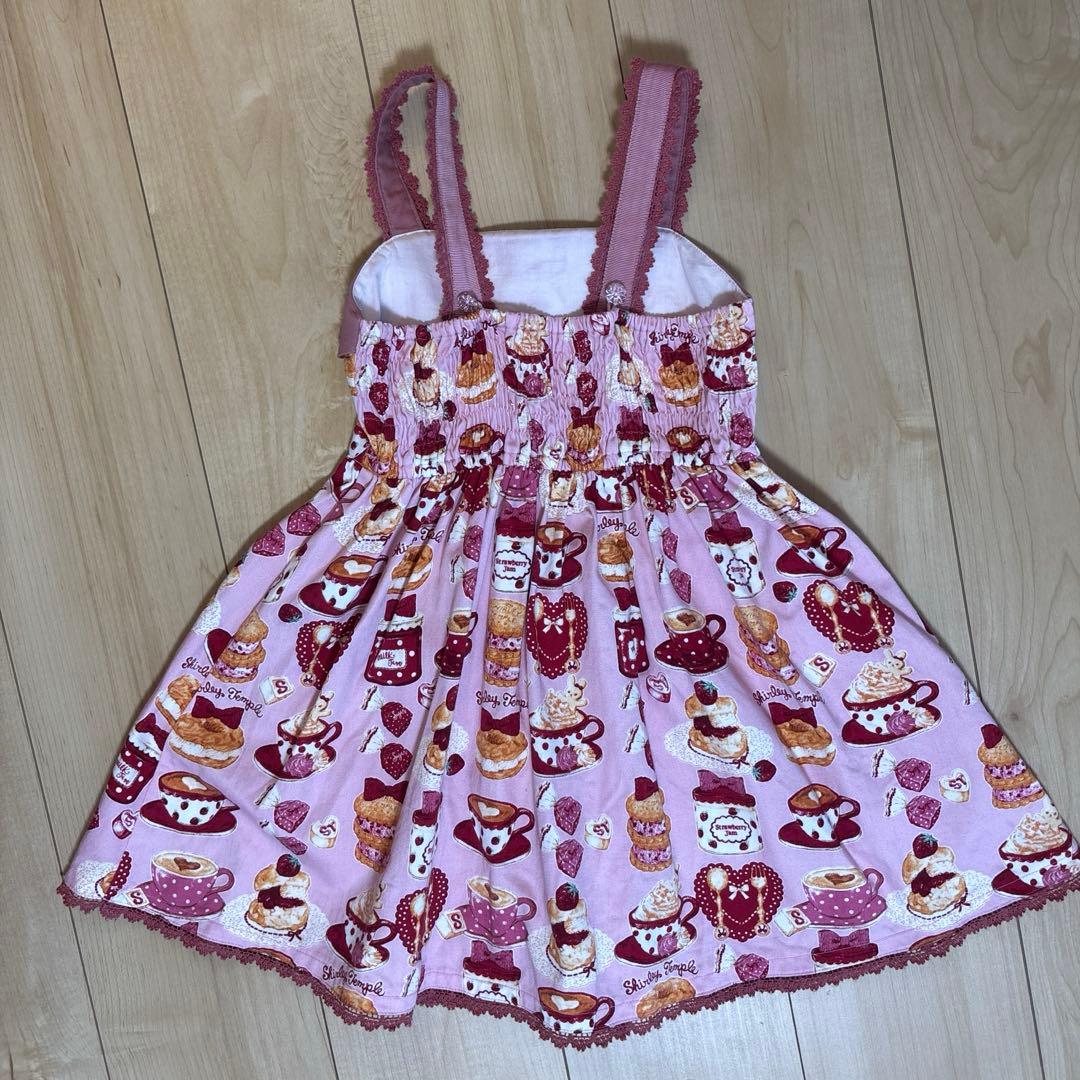 スイーツ柄ピンクノースリーブワンピース