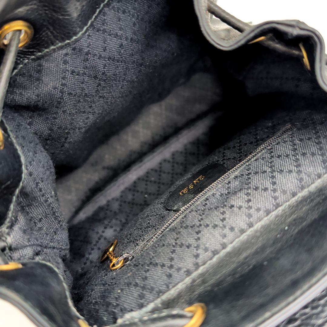 GUCCI オールドグッチ リュック バンブーハンドル オールレザー ブラック