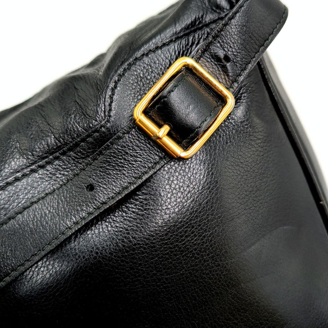 GUCCI オールドグッチ リュック バンブーハンドル オールレザー ブラック