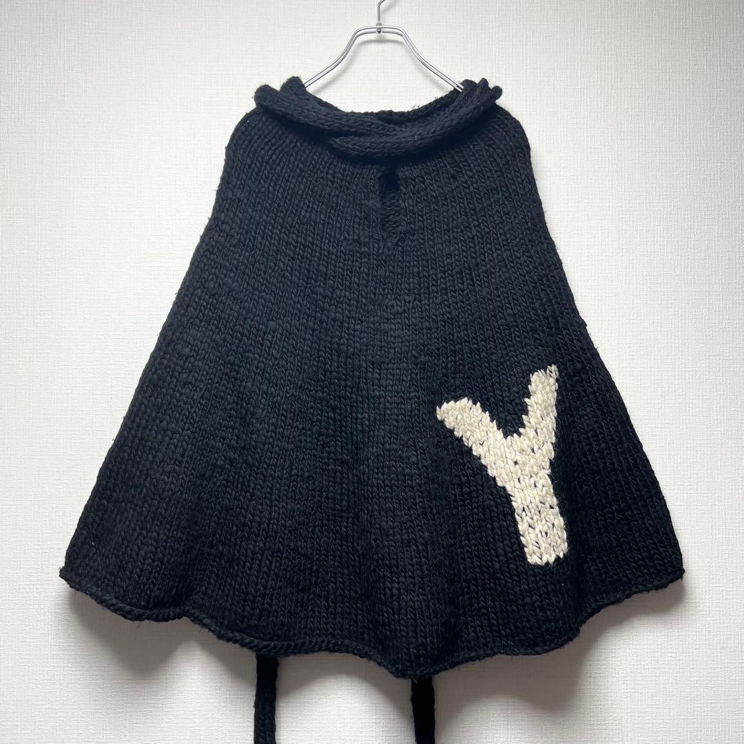 【希少】ワイズ ヨウジヤマモト Yロゴ ローゲージニットポンチョ ケープ 編込み