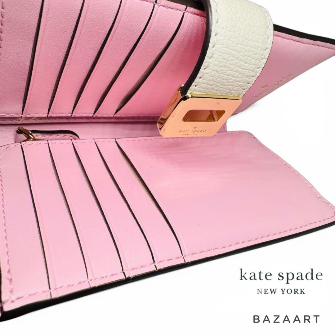 kate spade ケイトスペード 二つ折り財布 レザー フローラルアップリケ