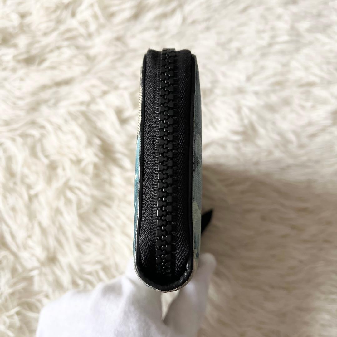 GUCCI グッチ GGブルームス ラウンドファスナー　長財布　花柄　ブルー