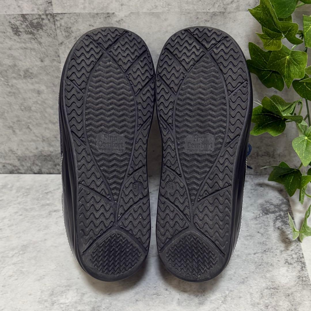 ドイツ製 フィンコンフォート コンフォートシューズ　サイドジップ 外反母趾 紺