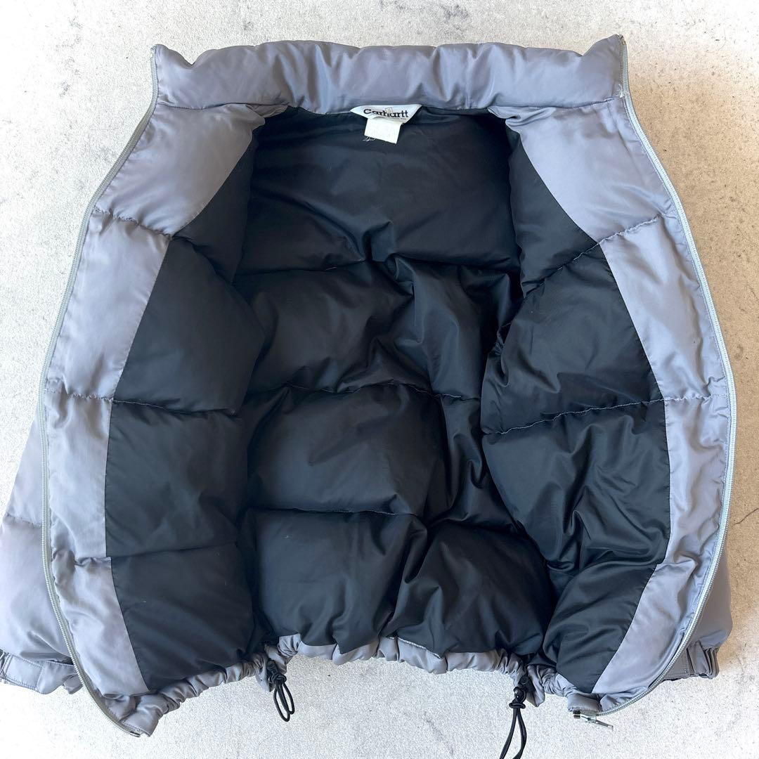 良品 00s カーハート Mサイズ 短丈刺繍 ダウンジャケット シルバー