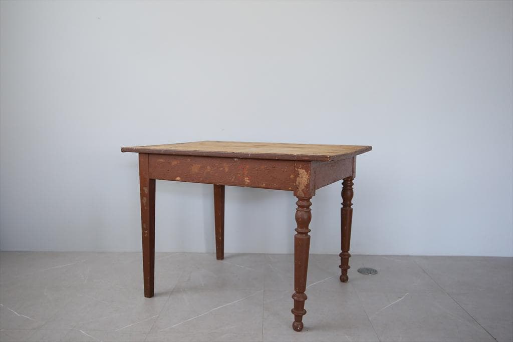 フランスアンティーク古木ダイニングテーブル/木製机/作業台/デスク(79-361
