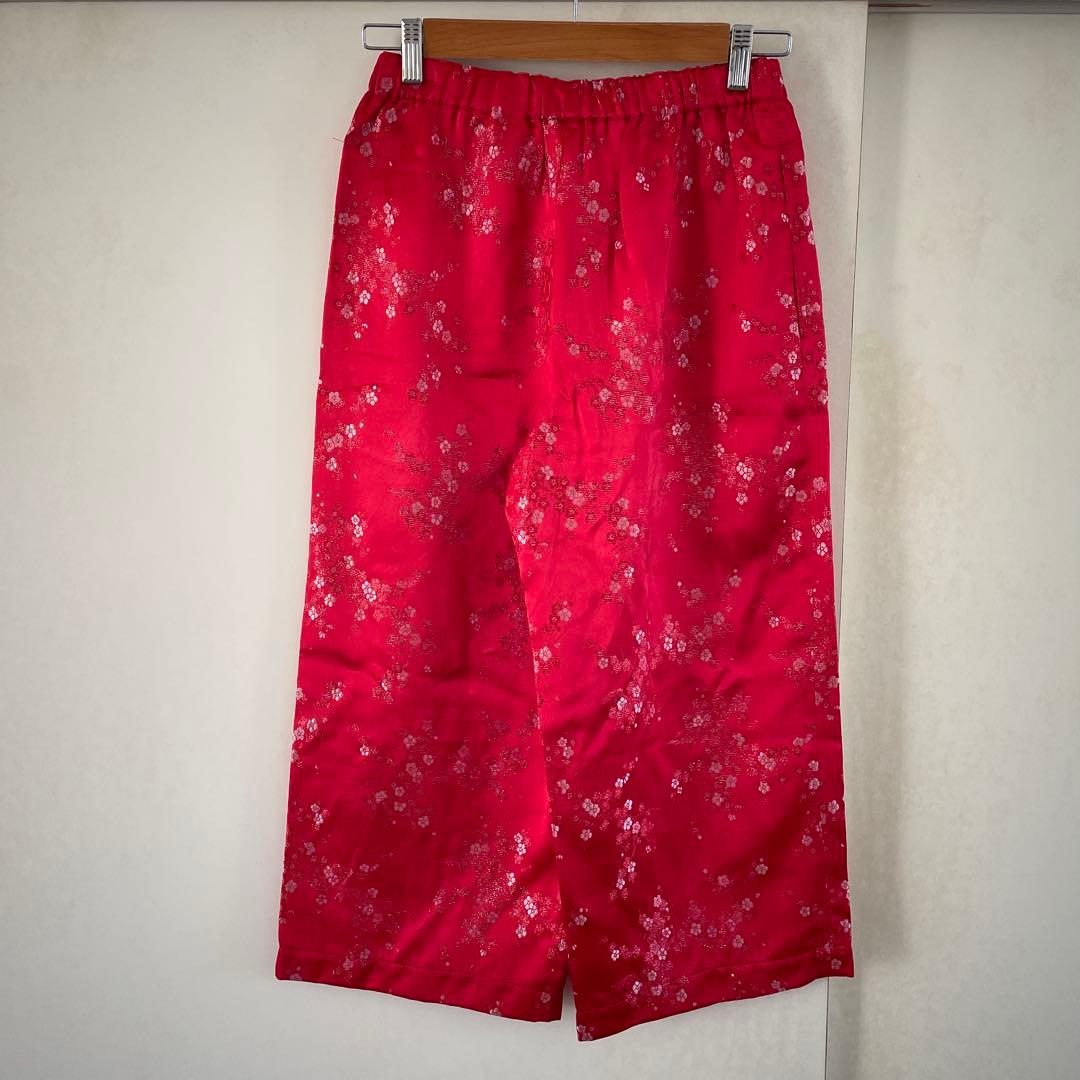 COMME des GARÇONS 花柄赤色ワイドパンツ