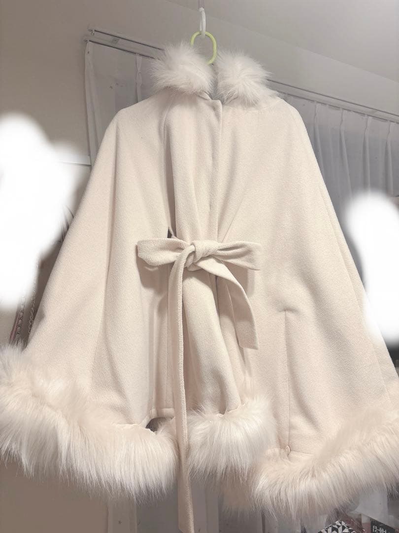  PARTY フードファーケープコート ポンチョ ロイパ