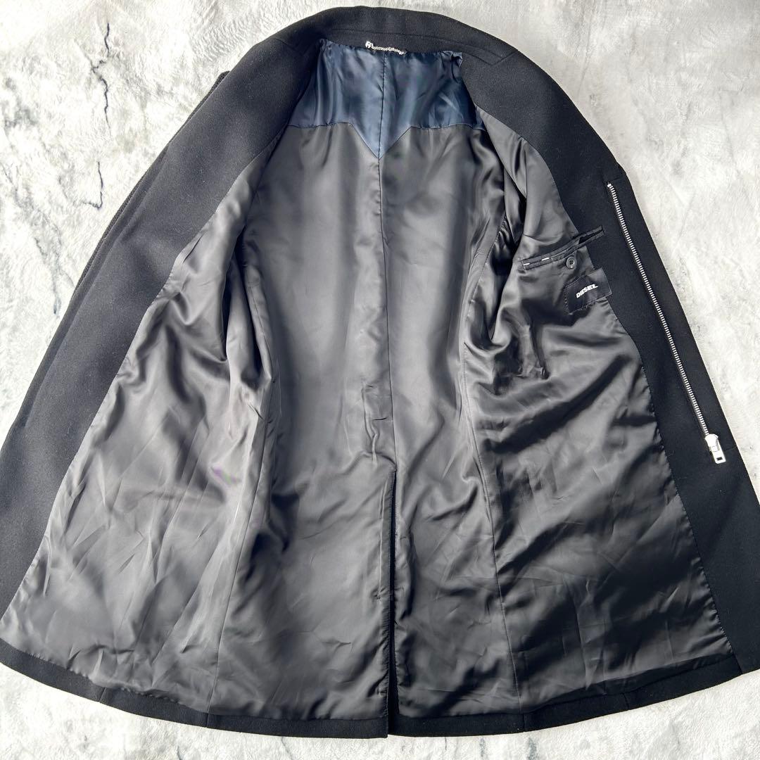 美品✨　DIESEL チェスターコート　レザー　ニット　切替　ウール　キレイめ