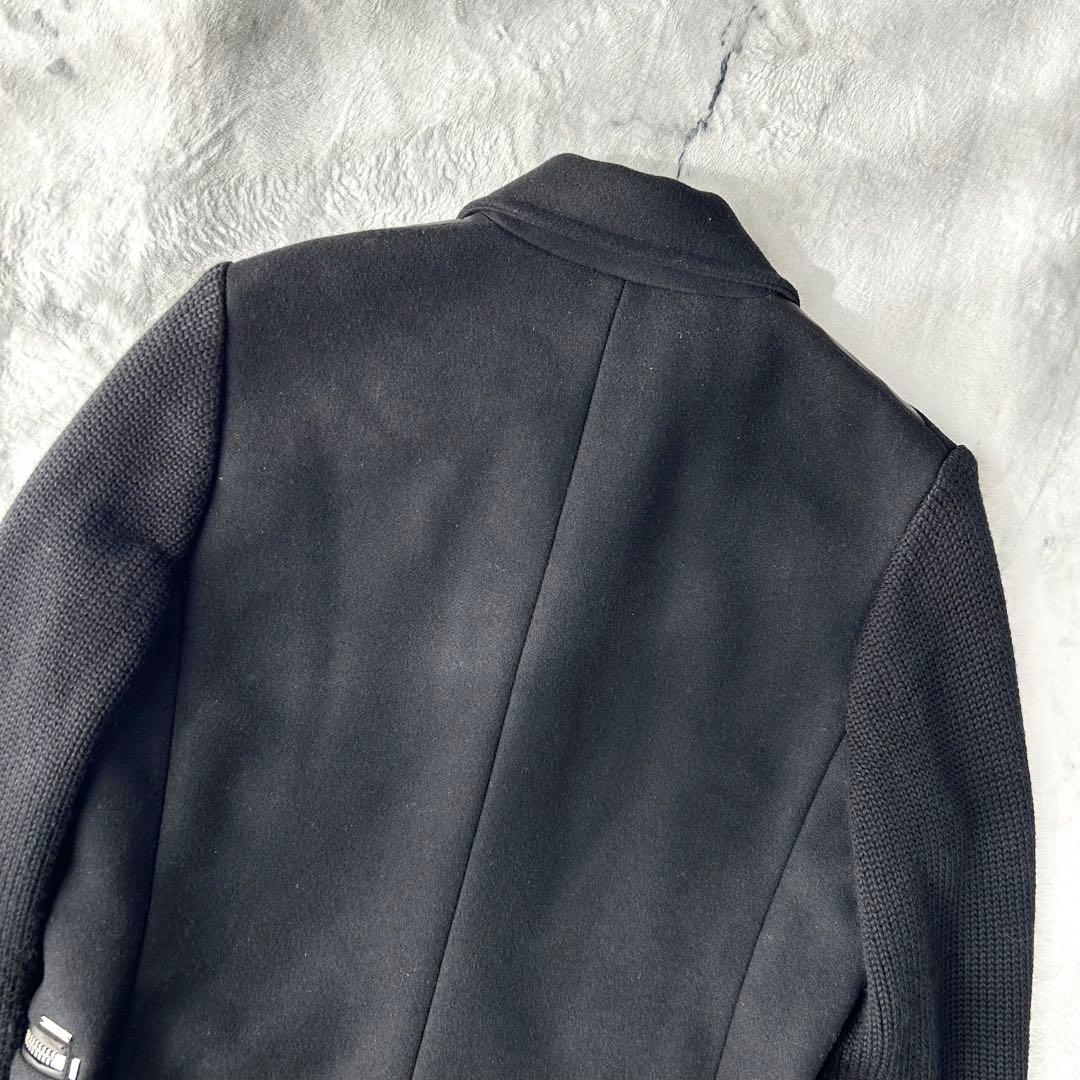 美品✨　DIESEL チェスターコート　レザー　ニット　切替　ウール　キレイめ