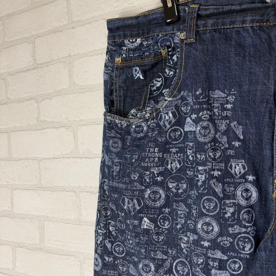 REDAPE 超極太 オーバーサイズ プリント デニム バギーパンツ B系