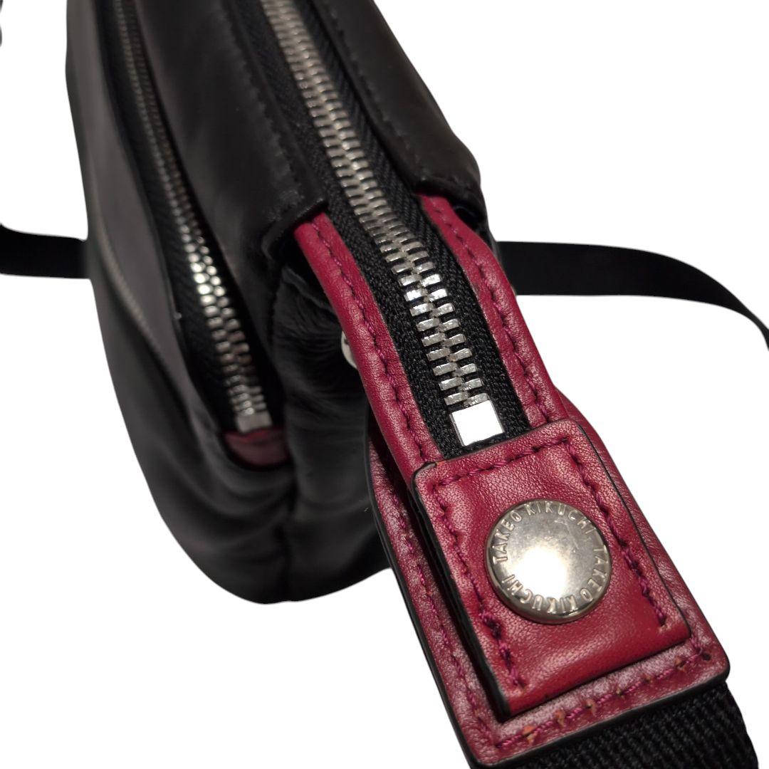 TAKEO KIKUCHI ソバージュ 本革 斜め掛けバッグ 黒 B5対応