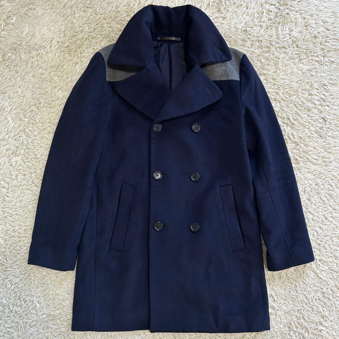 美品】PS ポールスミス チェスター Pコート フード ウール ネイビー L