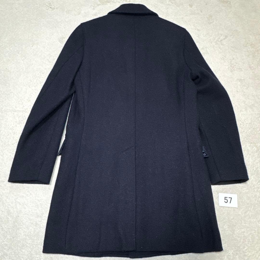 57 極美品 ビームスハート ハリスツイード ステンカラーコート ネイビー 46