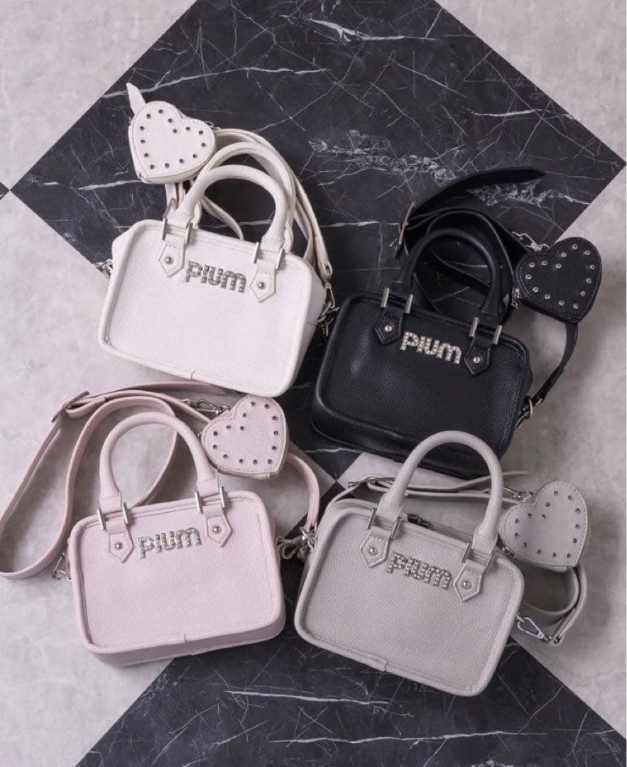 pium ♡︎ ハートポーチ付きミニボストンバッグ