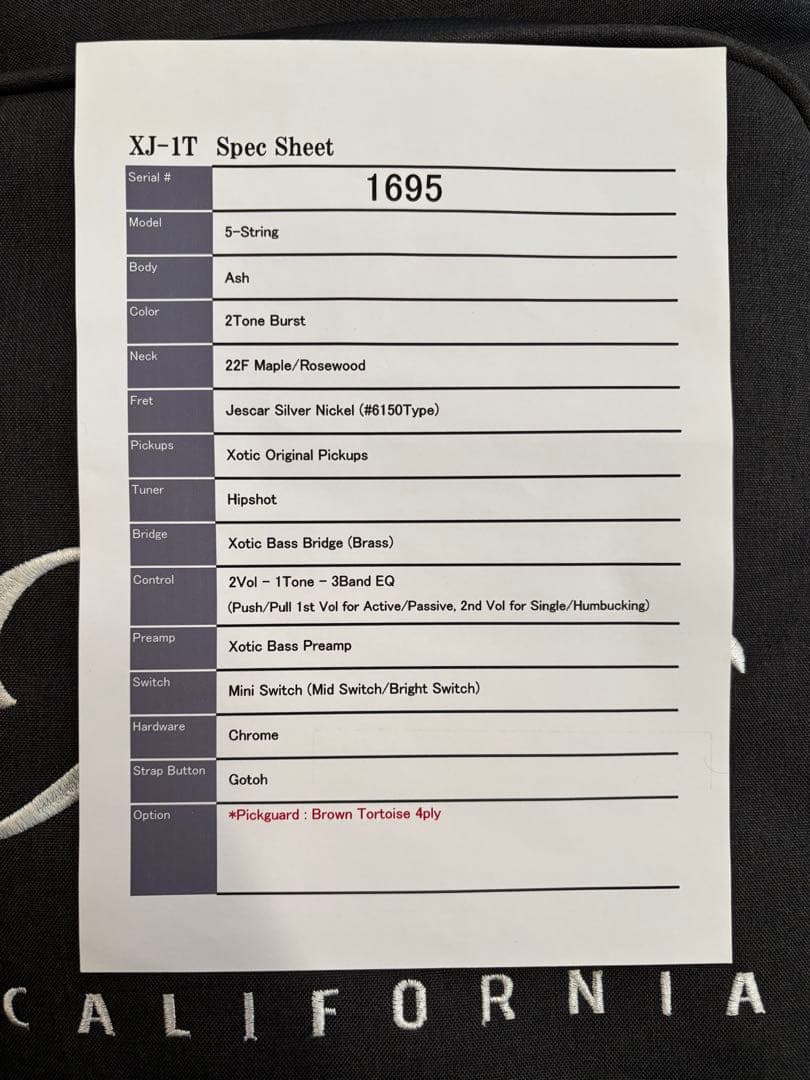 xotic xj-1T 5st サンバースト HRI