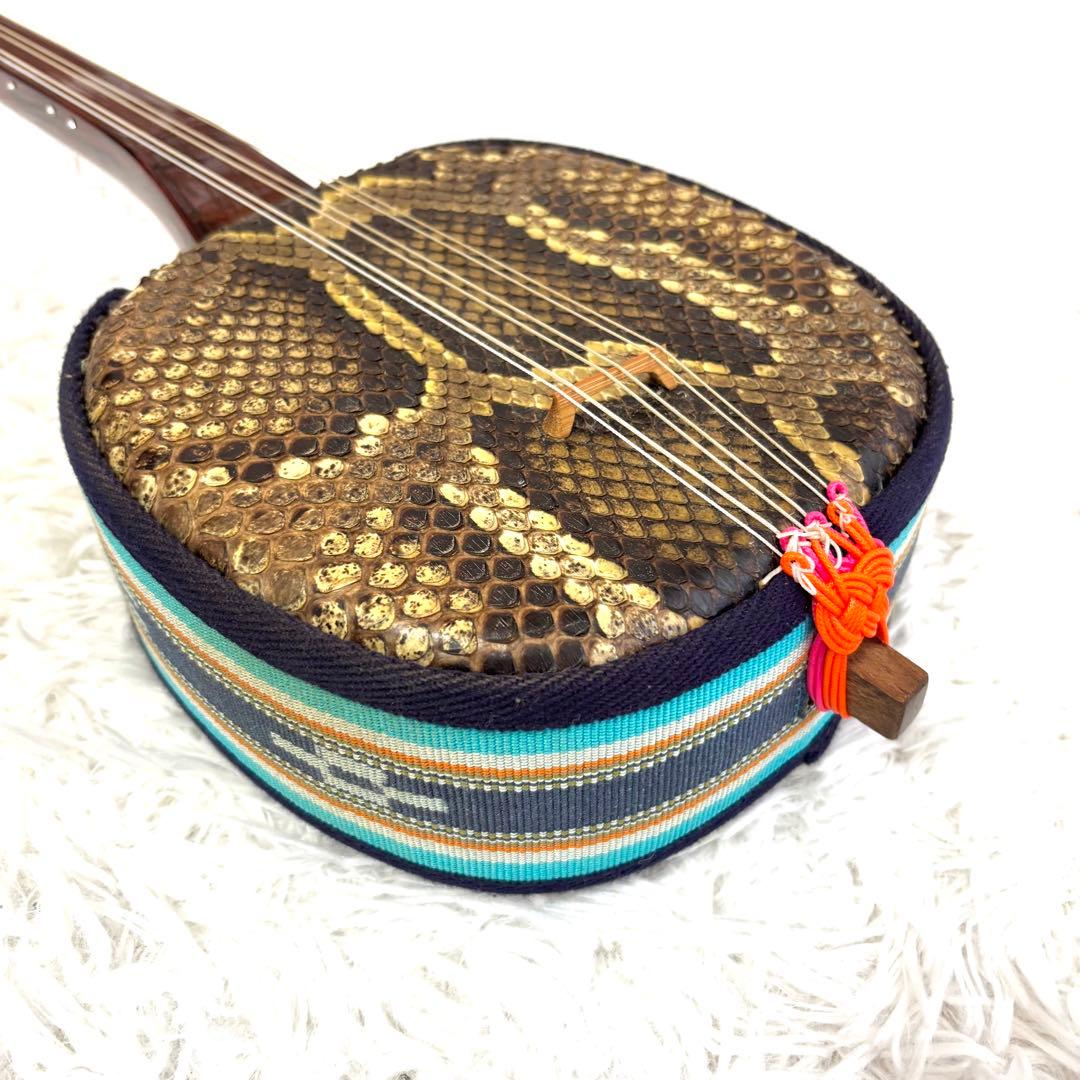 希少6弦✨美品✨沖縄 六線三線 本蛇皮 三味線 ハード