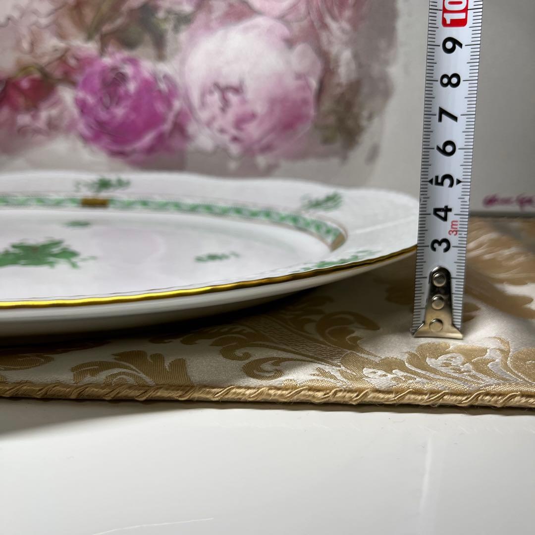 ヘレンド　アポニーグリーン　大皿37㎝×28㎝オーバルプレート大皿【未使用品】