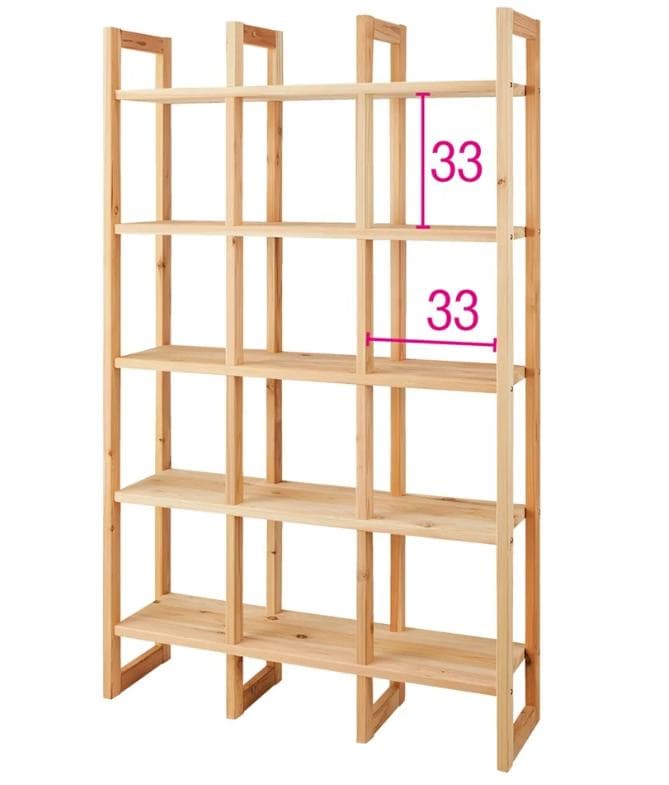 [dinos] くらしを豊かに彩る国産杉 頑丈ディスプレイラック3列111x32