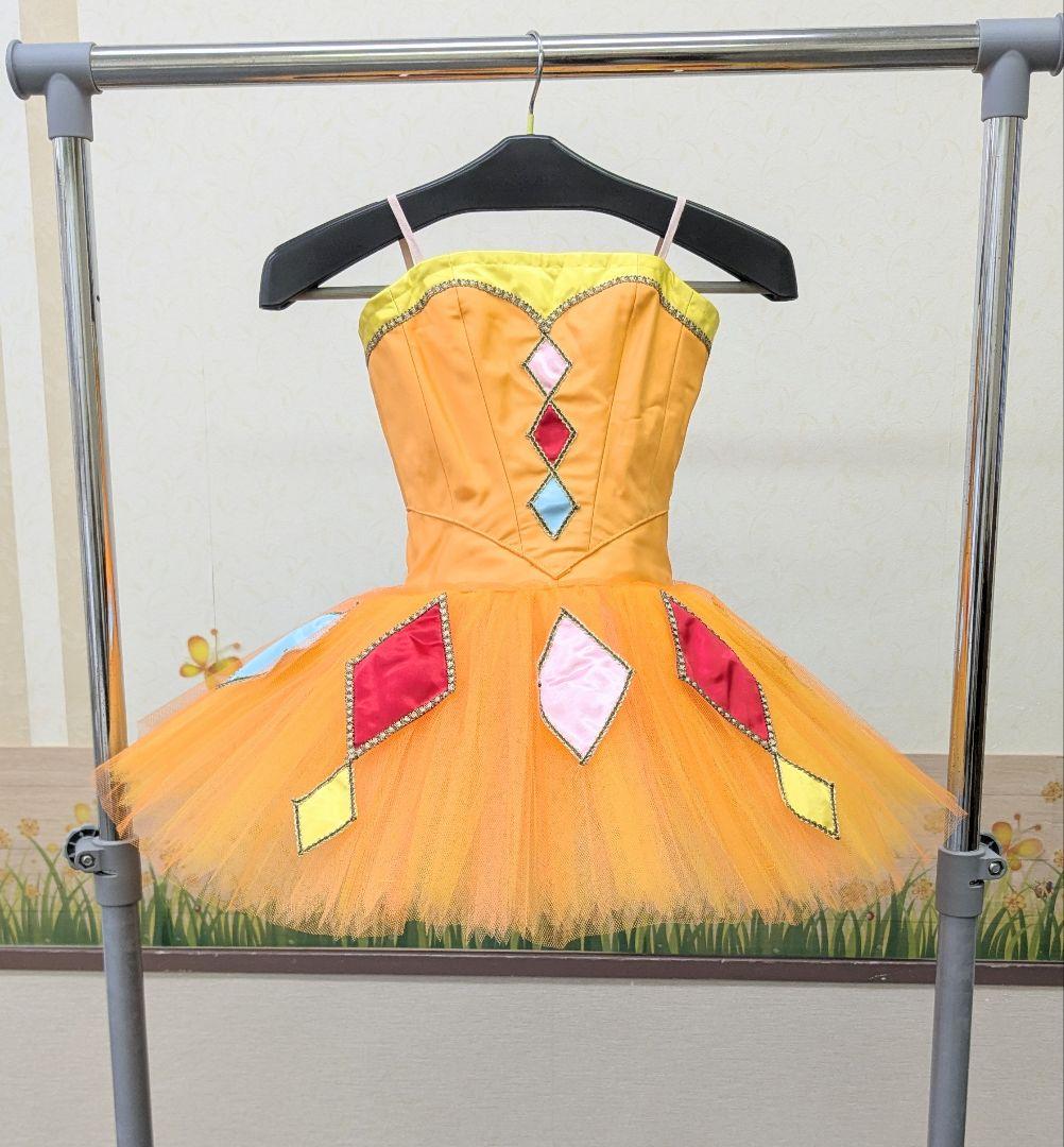 バレエ衣裳/ジュニア　5着セット オレンジチュチュ/袖·頭飾り付き