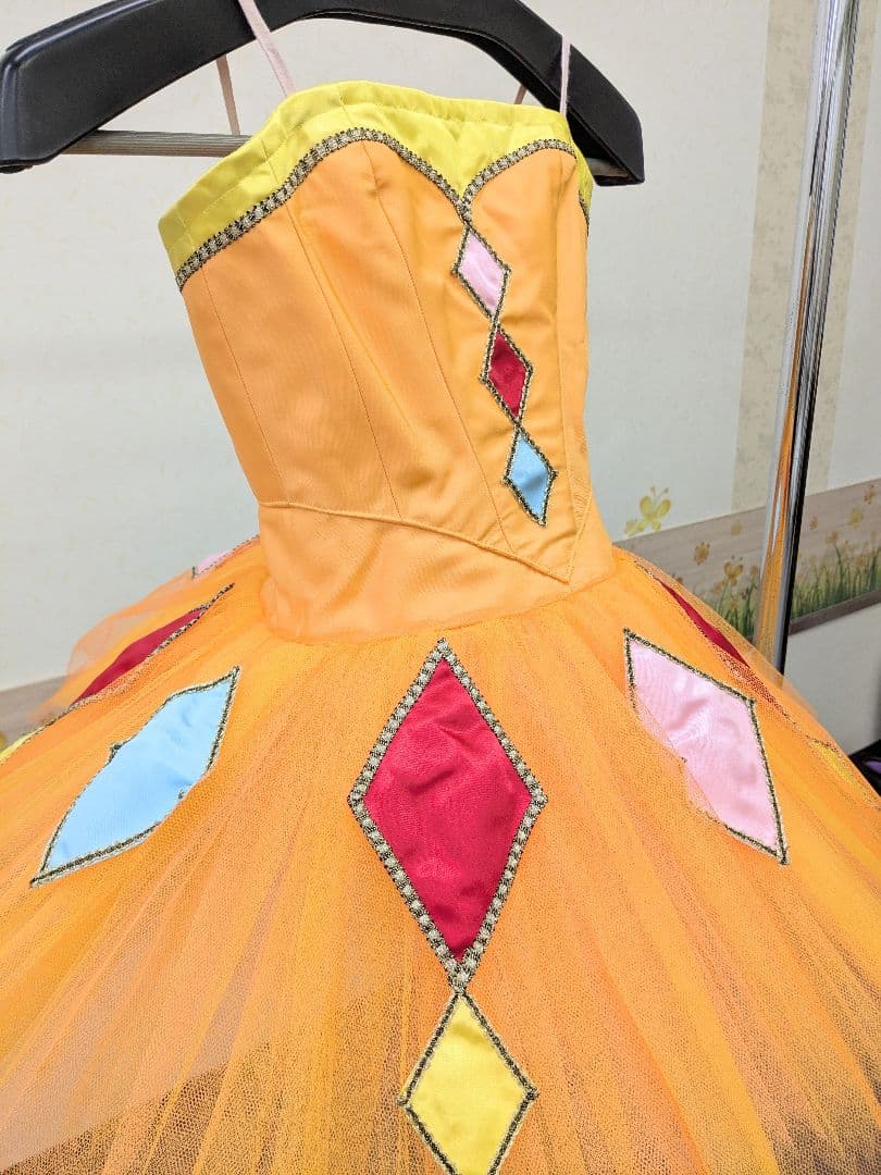 バレエ衣裳/ジュニア　5着セット オレンジチュチュ/袖·頭飾り付き