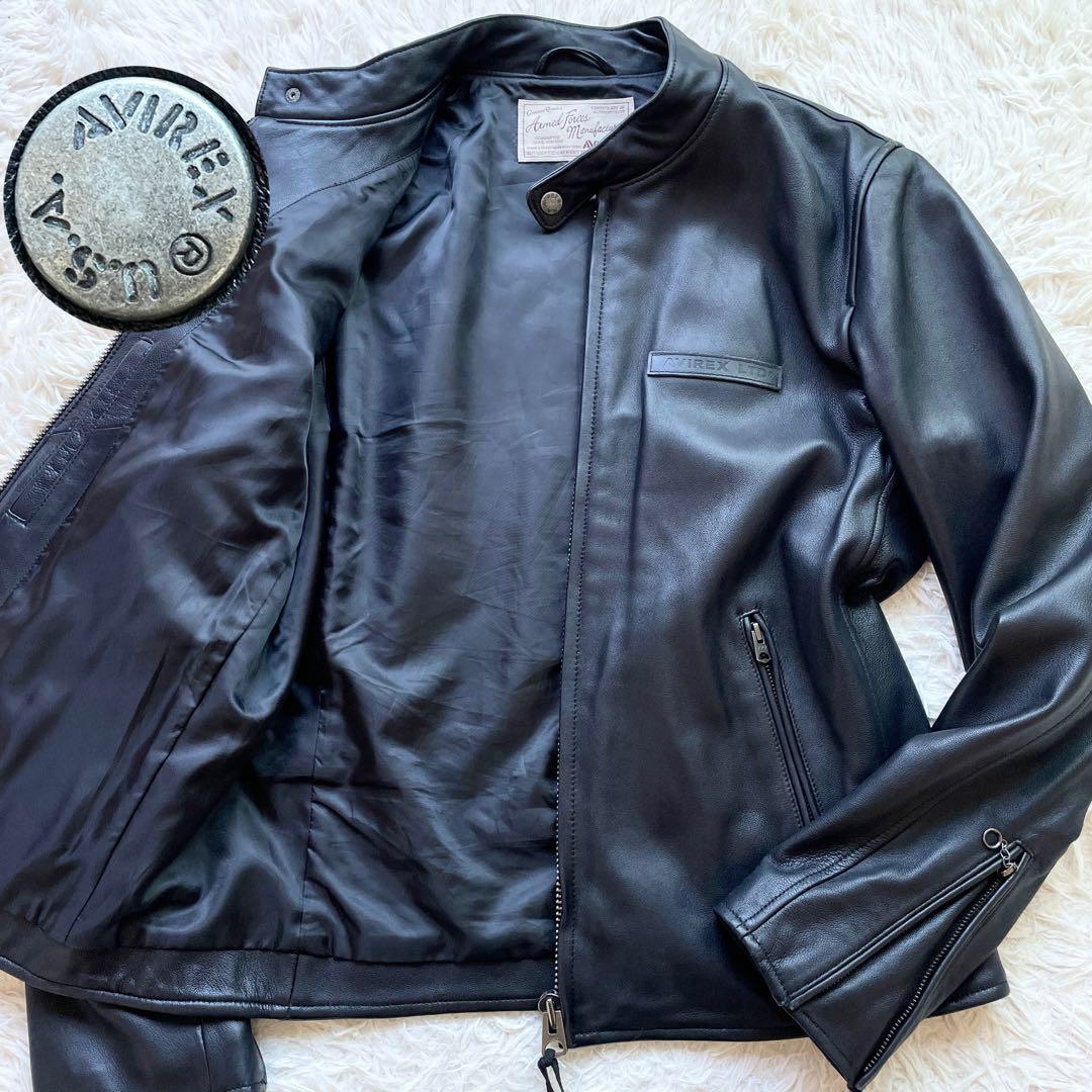 極美品 XLサイズ AVIREX【WEB&限定】ラムレザー ライダース