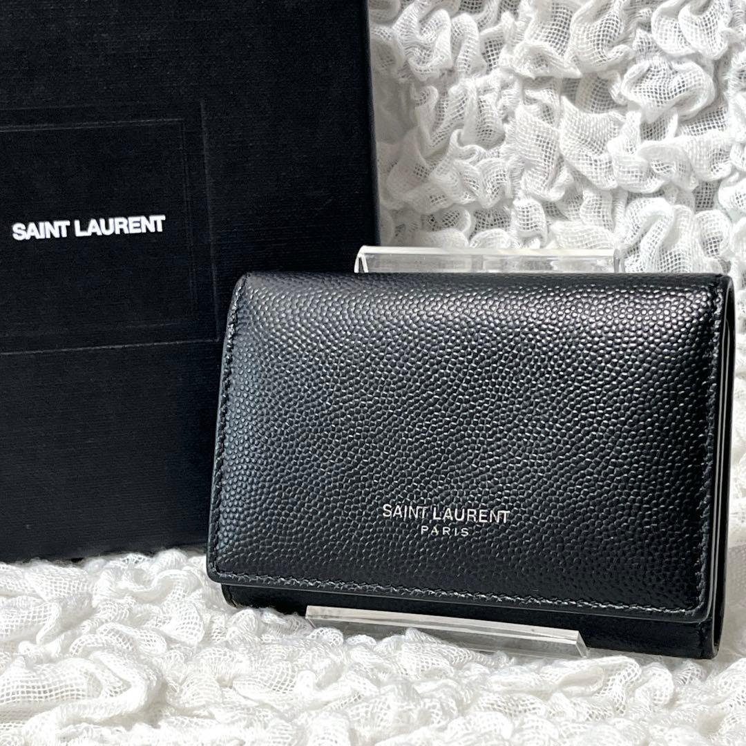 極美品✨サンローラン　6連　キーケース　キーリング　キャビアスキン　YSL　黒