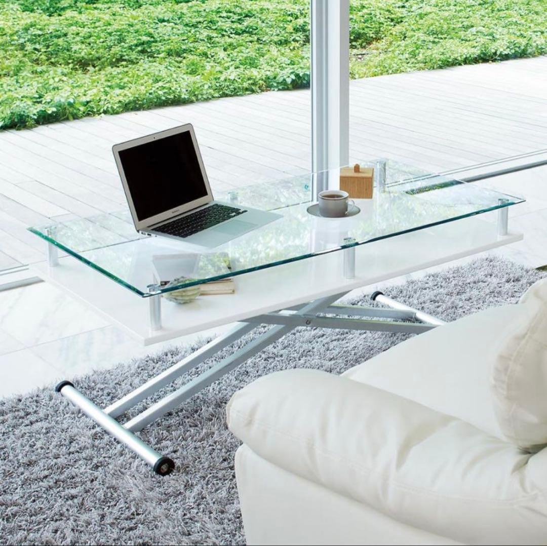 【処分の関係で今週まで値段です】昇降テーブル(強化ガラス)