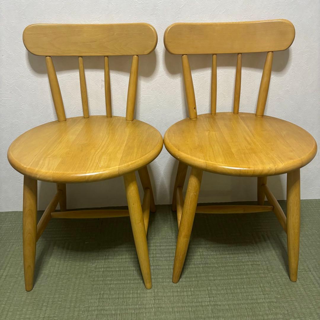 【希少】ミキモク 木製ダイニングチェア 2脚セット