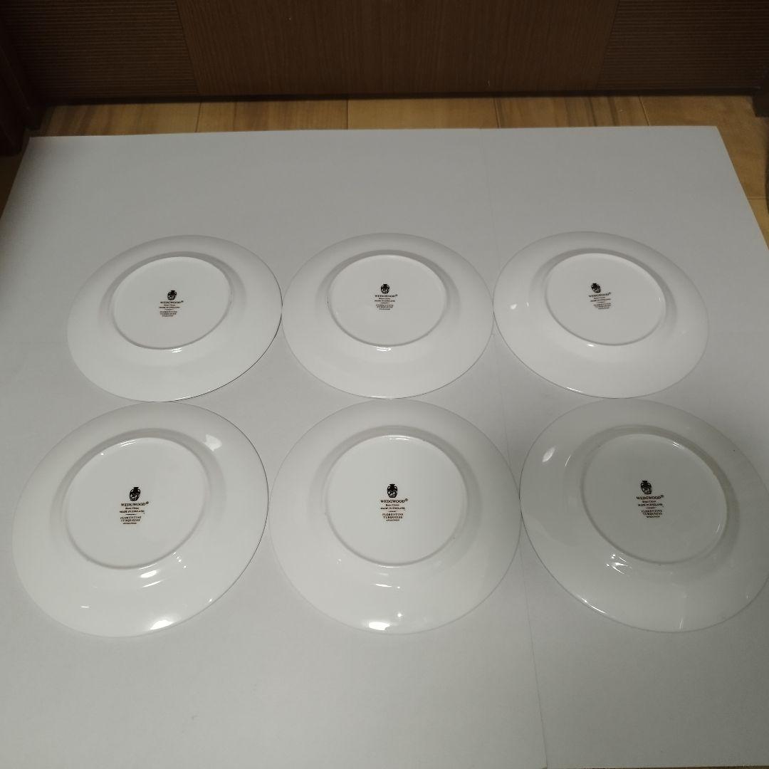 ウェッジウッド【フロレンティーンターコイズ】17.5cm プレート ６枚 黒壺